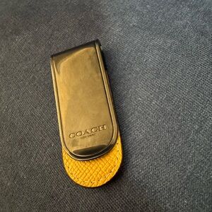 Coach Black and Yellow Leather Money Clip